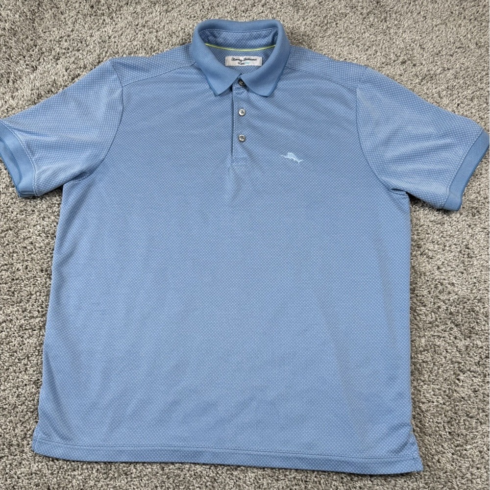 Tommy‎ Bahama Island Zone Polo Shirt Fish Embroidery Tencel Blend Mens Medium - Picture 3 of 7